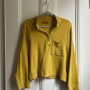 Yellow Everlane Cashmere Button up Sweater